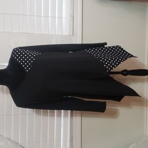 Handkerchief Hem Black and Polka Dot Top